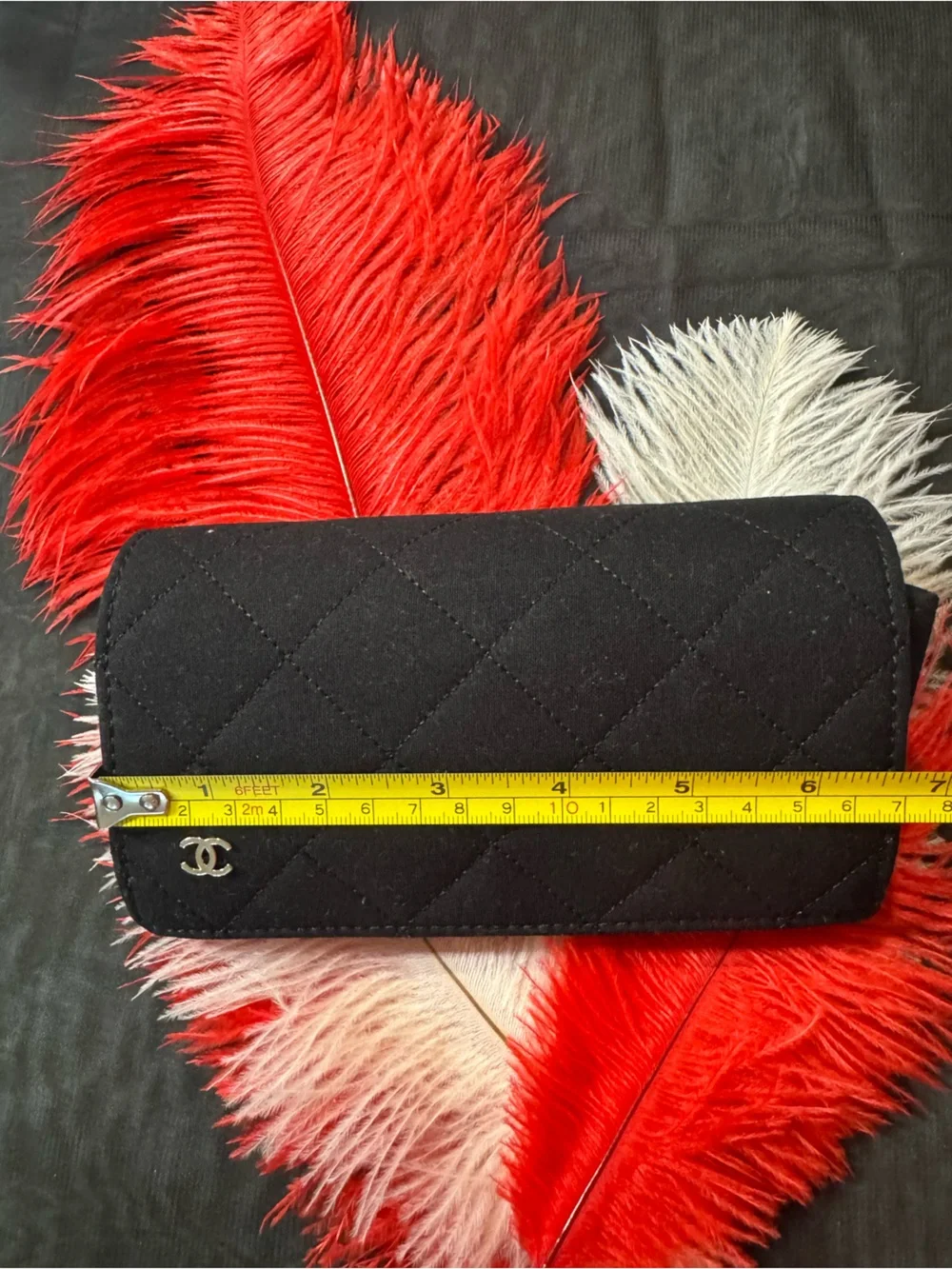 CHANEL 💯% Authentic Black Quilted Velvety Sunglasses Case with Iconic CC Emblem.